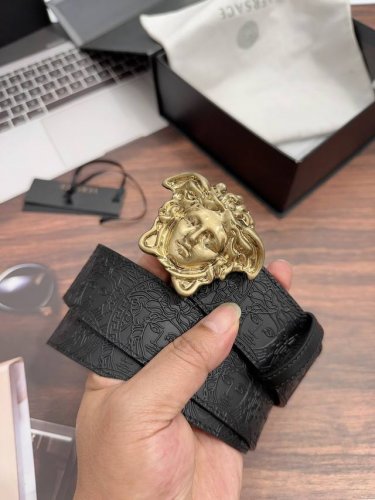 Special Versace Original, 4 Cm Wide Imported Hot-Pressed Grain Top Cowhide With