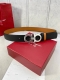 Special Width 3.5Cm Ferragamo Double-Sided Palm Print Top Layer Leather Belt, Wi
