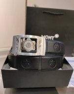 Montblanc Men's Automatic Belt - Width 34Mm Fine Steel Buckle, Finely Crafted, S