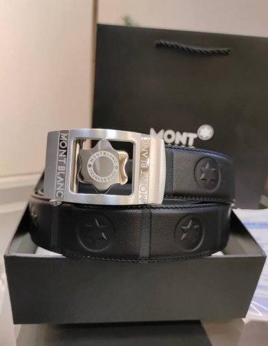 Montblanc Men's Automatic Belt - Width 34Mm Fine Steel Buckle, Finely Crafted, S
