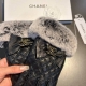 Chanel 2025 Fall/Winter Double C Rabbit Fur Lambskin Gloves for Touchscreen Phon