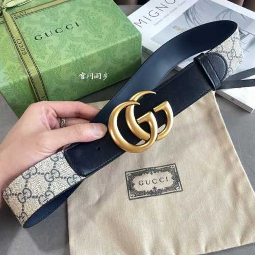 This year's most fashionable blue series Gucci calfskin stitching Gg Supreme mon