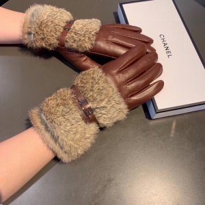 Chanel 2025 Fall/Winter Slippery Rabbit Fur Lambskin Gloves for Touchscreen Phon