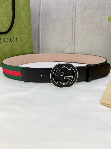 Width 3.8cm GUCCI classic canvas belt frosted bottom belt head and tail with fir