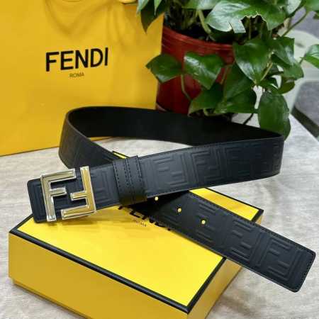 Fendi 40mm wide double-sided original calfskin leather with a single ruthenium p - Click Image to Close