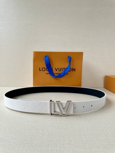 3.0 Width Lv Double-Sided Belt Crafted From Stitched Leather And Imported Double