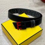 Fendi Fendi Store Exclusive 4.0 Cm Wide Double-Ring Reversible Belt With Ff Snap