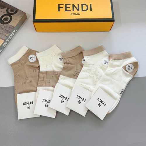 5 pairs per box with packaging. Fendi double F logo boat socks, bamboo cotton f