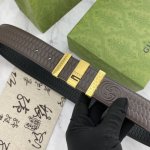 Gucci Men's Flowered Leather Belt 40mm Double-sided imported top-grain leather p