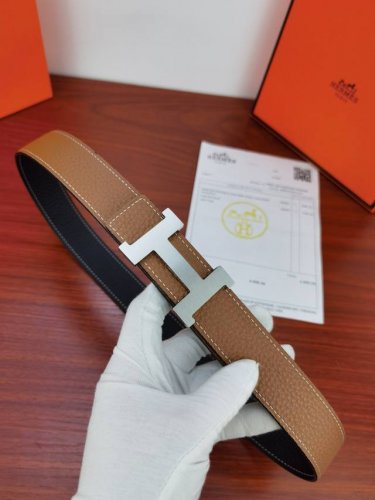 original quality. Hermes Hermes women's double-sided leather belt 3.2mm uses the