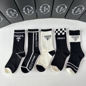 Special packaging for Prada's new mid-length slouch socks! Five pairs per box, s