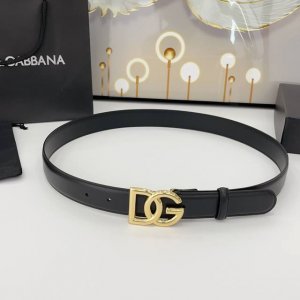 D&G Belt 3.0 Cm Top-Grain Leather With Copper Buckle, Classic And Fashionable Si