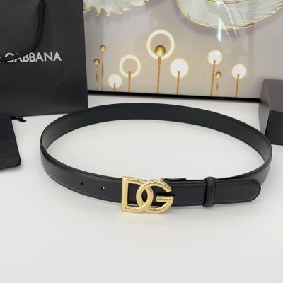 D&G Belt 3.0 Cm Top-Grain Leather With Copper Buckle, Classic And Fashionable Si