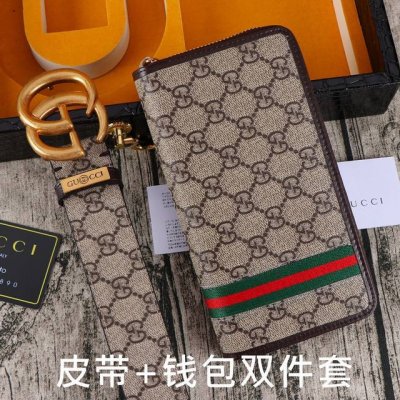 Brand: Gucci.Gu..Cci Two-Piece Set Model: Wooden Box, Belt + Wallet, Two-Piece S