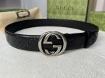 Original quality Gucci Gucci men's interlocking G metal buckle belt, made of Gu