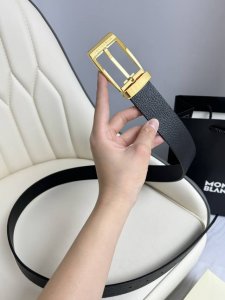 Special Montblanc Width 3.5Cm Made From Top-Grain Leather Premium Needle-Stitche