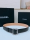 Chanel 24P Cc Crystal. Chain Link Logo Buckle. Imported Calf Leather Belt, 3.8 C