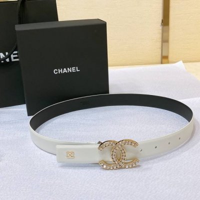 chanel 23P Cc Rhinestone Gold And Silver Imported Fetal Cowhide Belt 3.0Cm Ex