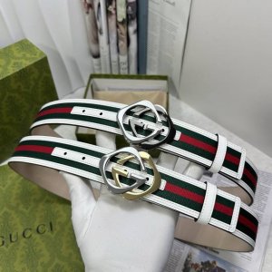Special Gucci Fashion Classic! Color: White, Size: 3.8 Cm, The Strap Is Made Wit