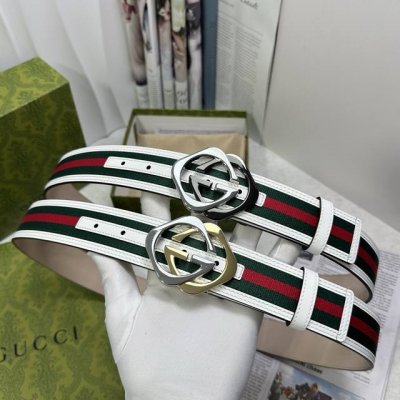 Special Gucci Fashion Classic! Color: White, Size: 3.8 Cm, The Strap Is Made Wit
