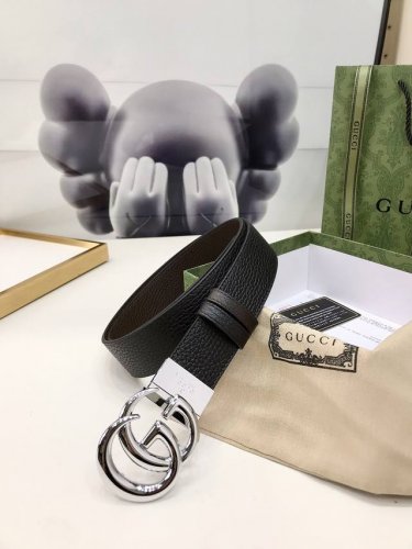 Gucci Double-Sided Leather Belt, Crafted From Woven Leather, Adorned With A Gg B