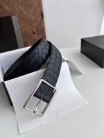 Special Bv New Wide Men's Belt, Pure Handmade Small Checkered Intrecciato Piccol