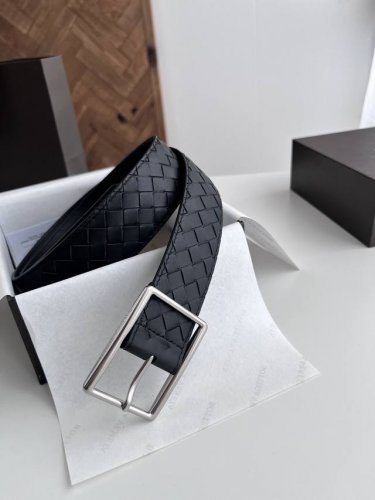 Special Bv New Wide Men's Belt, Pure Handmade Small Checkered Intrecciato Piccol