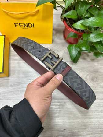 Fendi Fendi Store-Exclusive Style, 4.0 Cm Wide, Double-Ring Reversible Belt, Ff - Click Image to Close