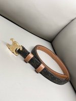 Celine Celine Triomphe Canvas logo print Wagyu leather 1.8 width pinhole belt sl