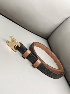 Celine Celine Triomphe Canvas logo print Wagyu leather 1.8 width pinhole belt sl