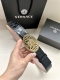 Width 4.0Cm Versace Head Logo The 3D Hollow Medusa On The Belt Buckle Gives This