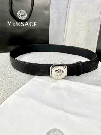 Width: 4.0 Cm Versace Omnia Pattern Belt Featuring The Iconic Versace Medusa Hea - Click Image to Close