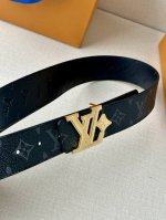 Special 4.0-Inch Lv Flower Double-Sided Belt Made From Monogram-Coated Canvas, W