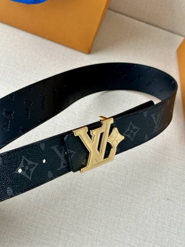 Special 4.0-Inch Lv Flower Double-Sided Belt Made From Monogram-Coated Canvas, W