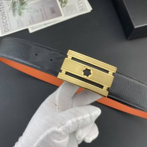 Montblanc special leather belt series, original hardware fine stainless steel b