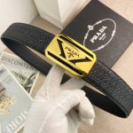 Prada special leather belt series, original hardware boutique stainless steel b