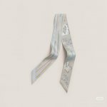 Hermes "You Write and Freedom Square" Twilly small silk scarf. Twilly silk ribbo