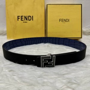 Fendi 40mm wide double-sided original calfskin leather with a single ruthenium p
