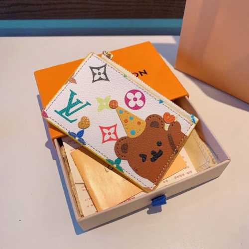 Exclusive new Lv cartoon old flower card holder, classic old flower coin purse,