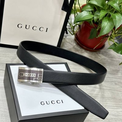 Automatic Buckle Belt] Gucci 3.5Mm Double-Sided Imported Top-Grain Cowhide Leath