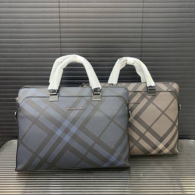 Burberry men's plaid briefcase, laptop bag, crossbody handbag, classic and versa