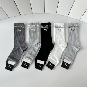 Special packaging for Puma's new mid-length slouch socks! Five pairs per box, sa