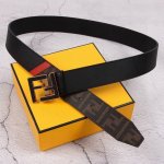 Fendi Fendi 38Mm Wide Belt With Logo Design. Original Ff Double-Layer Buckle, Ma