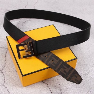 Fendi Fendi 38Mm Wide Belt With Logo Design. Original Ff Double-Layer Buckle, Ma