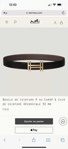 Special Edition H Au Carre Hardware Paired With Togo Leather Belt Body, 32Mm, Ch