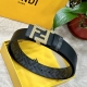 Fendi Fendi Store-Authentic Style, 4.0 Cm Wide, Double-Ring Reversible Belt With