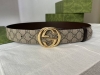 Gucci Men's PVC with Leather Trim, Double G, New Style, Metal Buckle, 38mm. 6524