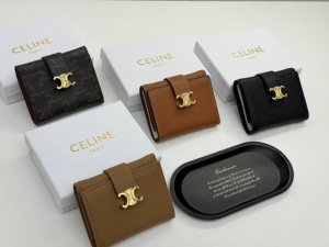 Celine F07 Color Black Apricot Brown Monochrome Size 11*10*5 Celine short wallet