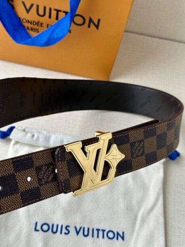4.0 Wide Lv Flower Double-Sided Belt Crafted From Monogram Coated Canvas, Featur