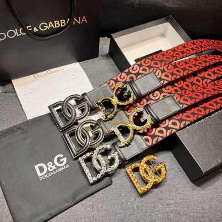 dg Width 3.8Cm Dolce&Gabbana New Men's Ribbon Printed Belt With Imported Firs - Click Image to Close